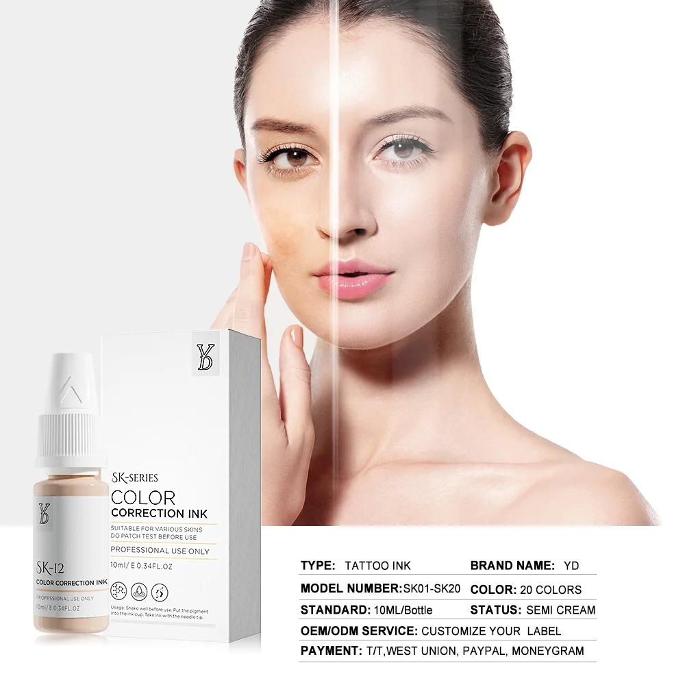 YD Skin Camouflage Pigment 10ml Tattoo Ink Permanent Makeup Color Correct Ink Stretch Mark Skin Pigment Restoration Beauty Art