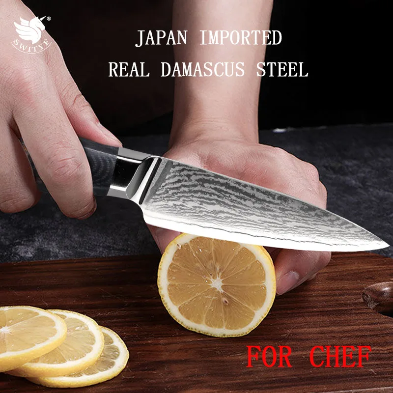 

SWITYF 3.5'' Paring Knives Vegetable Fruit Cutting High Quality Japanese Damascus Steel Utility Peeling Knife Cooking Tools