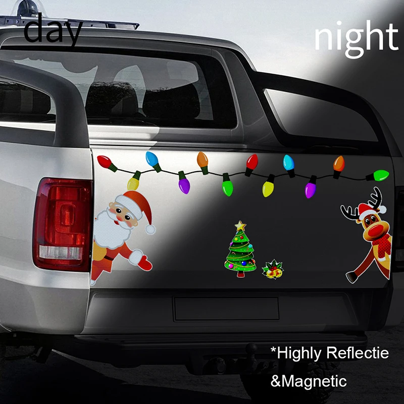 Auto Aufkleber Magnetische Aufkleber Weihnachten Dekoration Gefrierschrank  Magneten Glühbirne Santa Weihnachten Elch Schneemann Reflektierende  Aufkleber Auto Decor - AliExpress