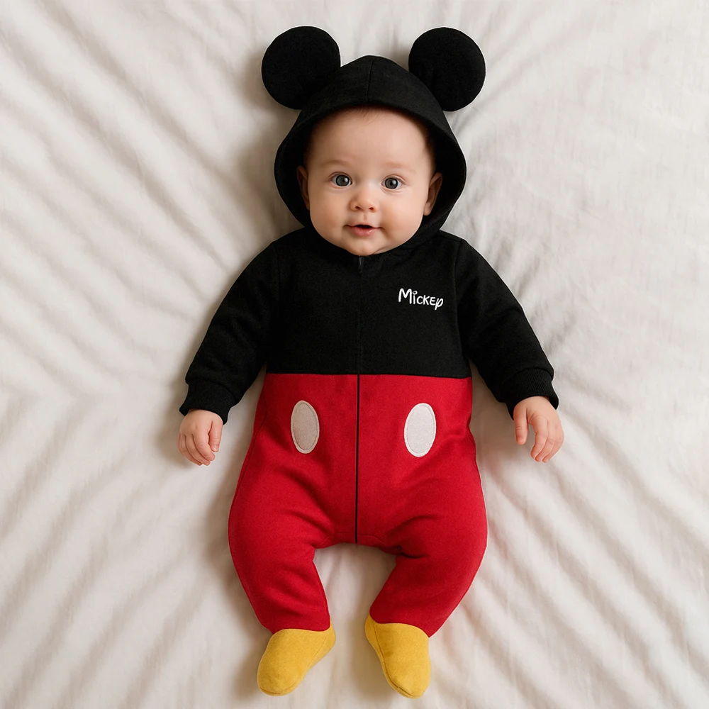 Mameluco para Bebé con gorro bordado Disney Mickey Mouse