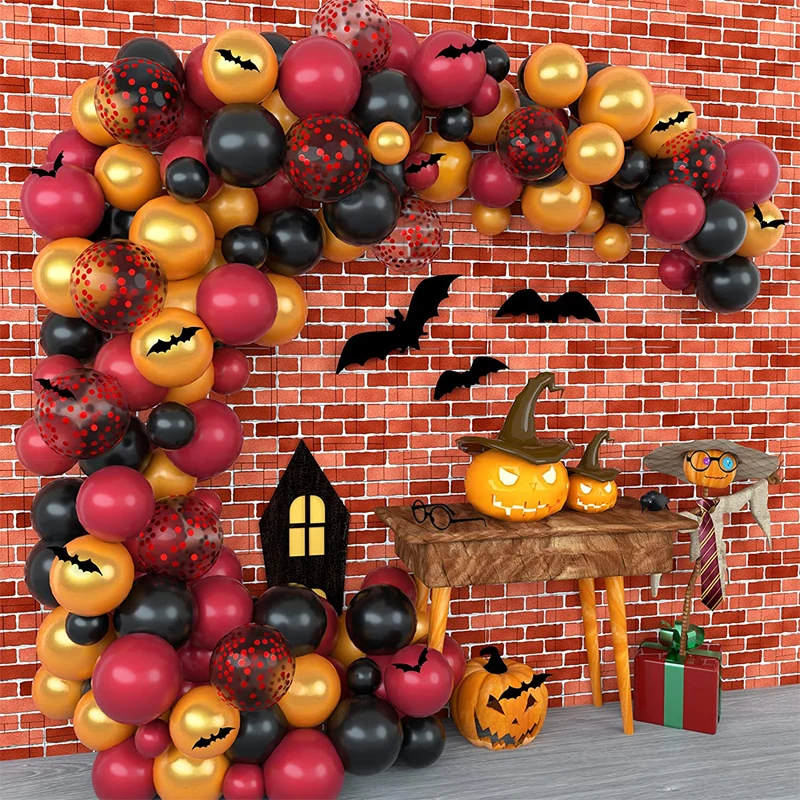 Kit de ballons en arc pour Halloween, guirlande décorative pour Harry  Potter, ballons à thème de fête d'anniversaire, autocollant de  chauve-souris, bordeaux, noir et or - AliExpress