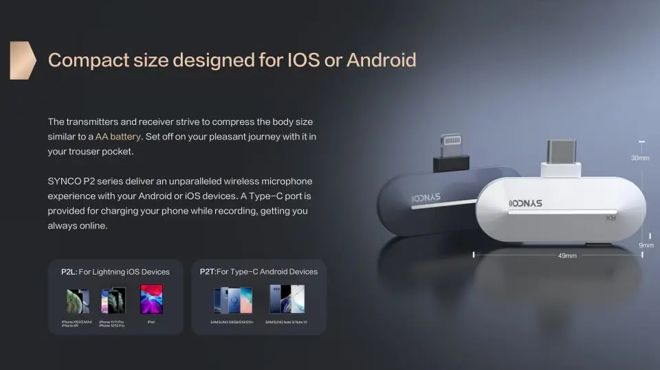 Microphone cravate sans fil pour smartphone iPhone Android