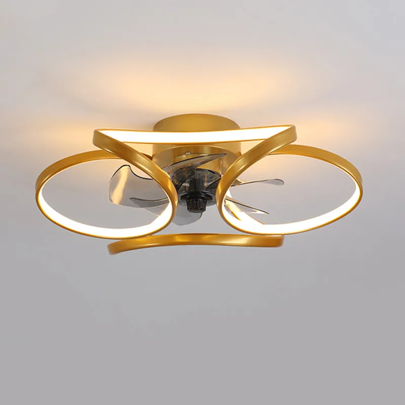 

Gold Led Ceiling Chandelier Fan Bedroom Nordic Home Decro Fan Light APP Remote Control Ceiling Fans Lamps Fixtures