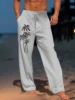 New Coconut Tree Graphic Prints Streetwear Hawaiian Designer Men's Trousers Summer Pants Beach Pants Drawstring Casual Trousers 2