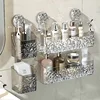 Bathroom Shelves Suction Cup Wall Mount Corner Storage Shelf Glacier Pattern Suction Cup Cosmetic Shelf with Strong Load-bearing 1