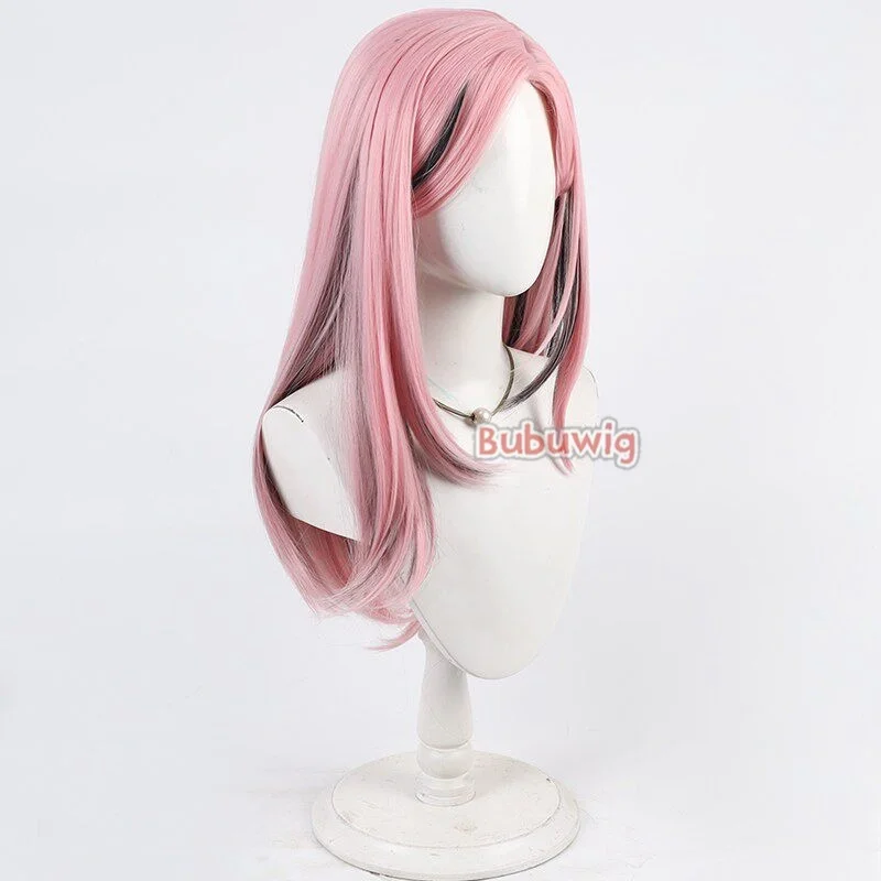 Bubuwig 합성 머리 모리 칼리오페 코스프레 가발 애니메이션 가상 유튜버 모리 칼리오페 70cm 핑크 혼합 블랙 가발 내열성
