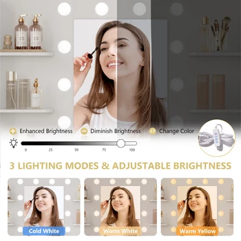 White Vanity Desk Set with Lights, Vanity Table with Charging Station, Modern Makeup Vanity Desk for Bedroom 3