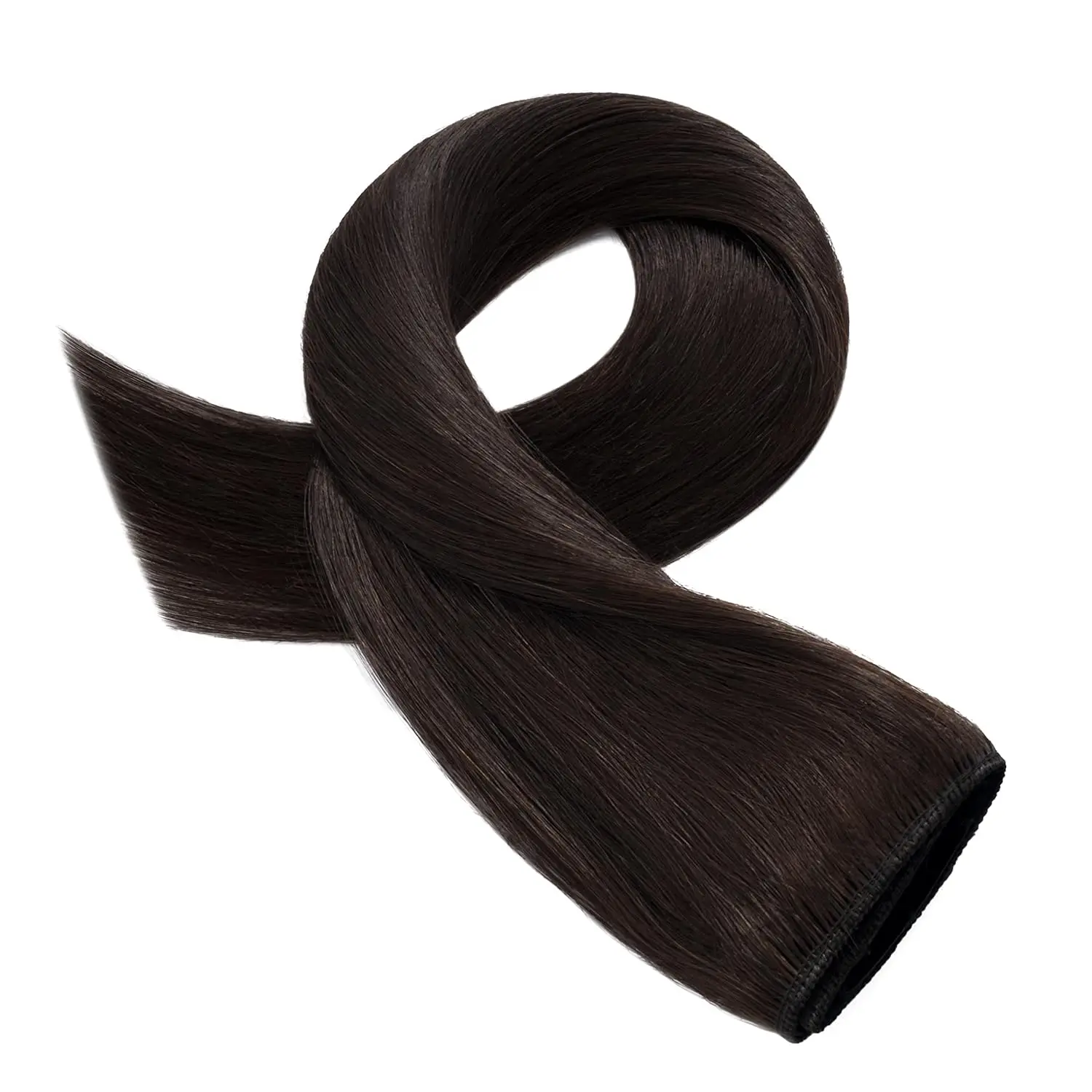 One Piece Hair Extensions Clip Ins Human Hair 5 Clips 3/4 Full Head Clip On Dark Brown Color Remy Extensions For Women