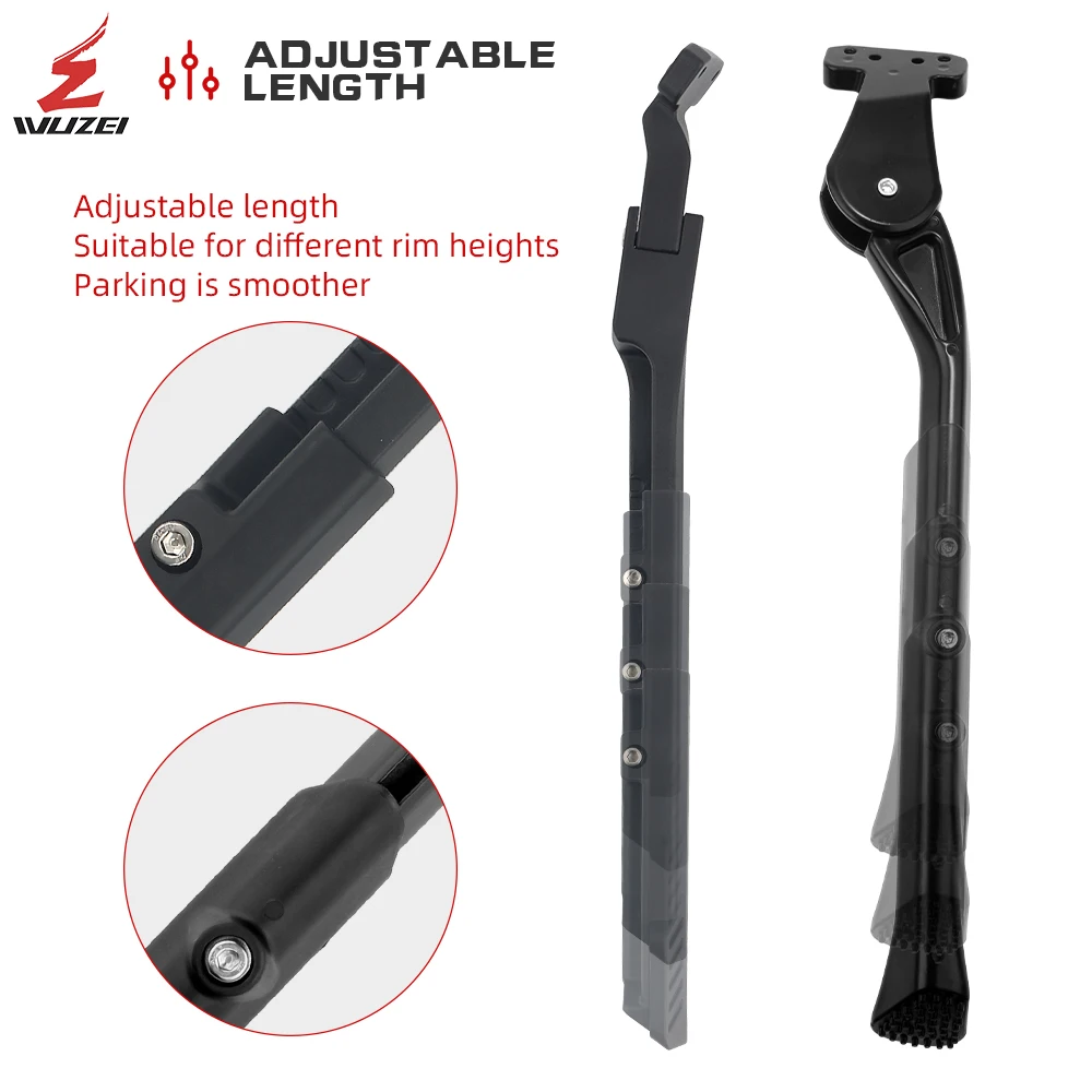 조정 가능한 자전거 킥스탠드 알루미늄 합금 MTB/눈/접이식 자전거/전기 자동차 자전거 20-29in 후면/측면 발 지원