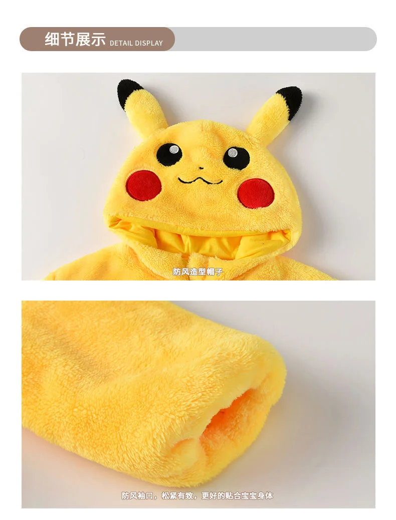 Pokemon Pikachu bambino bambini peluche pigiama di flanella vestito di un  pezzo a maniche lunghe Pikachu morbido casa inverno vestiti caldi Casual