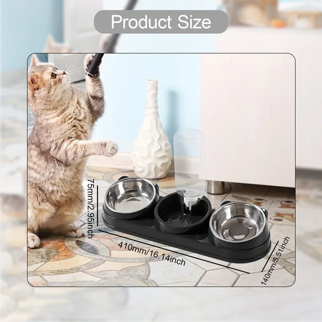 3 in 1 Dog Cat Bowls Water and Food Bowl Set Raised Cat Dishes for Hamster Small Dogs Kitten Pet Feeding Supplies 6