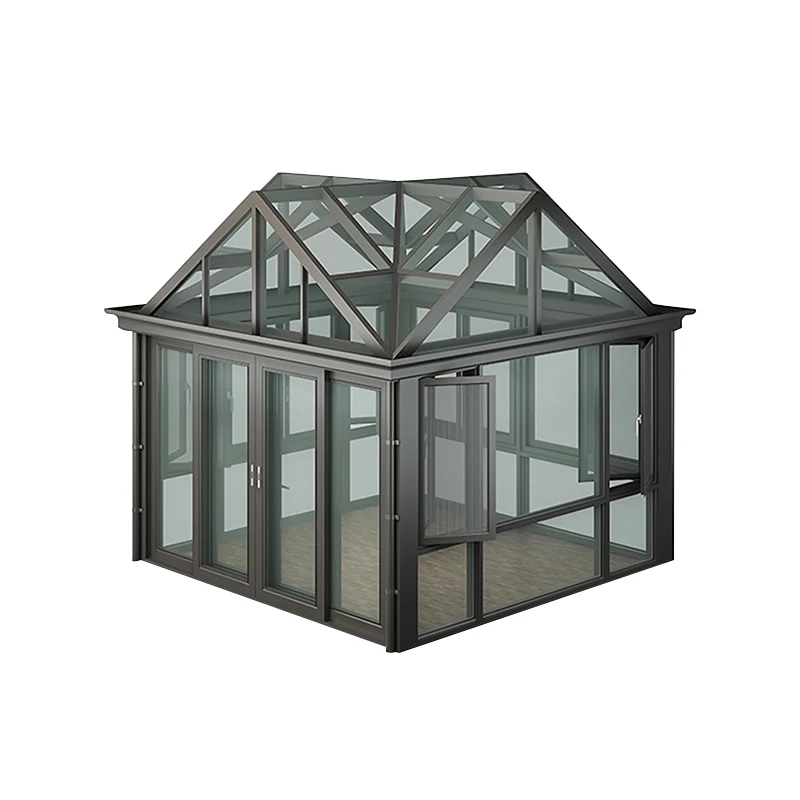 Mobile telescopic sun room intelligent electric folding broken bridge aluminum alloy doors and windows glass platform terrace