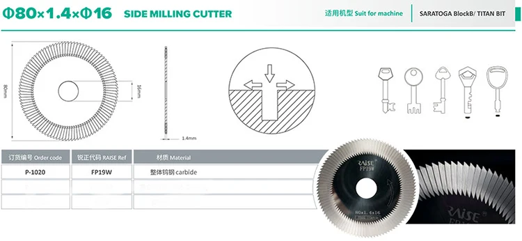 RAISE Cutter Hartmetall-Seitenfräser für Motice Keys an der Schlüsselfräsmaschine – Detail 13