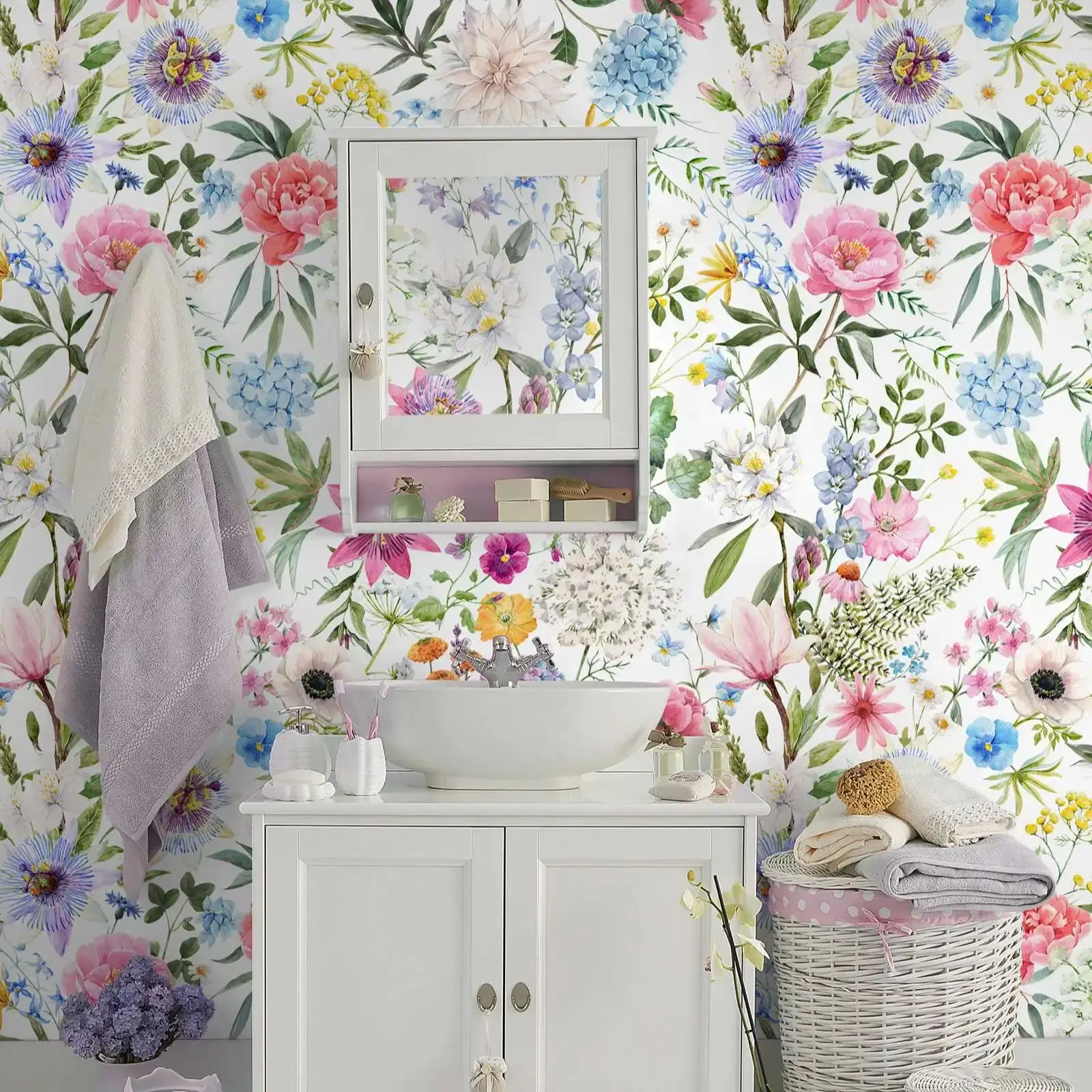 papel de parede floral botanico aquarela pequena flor verao 01