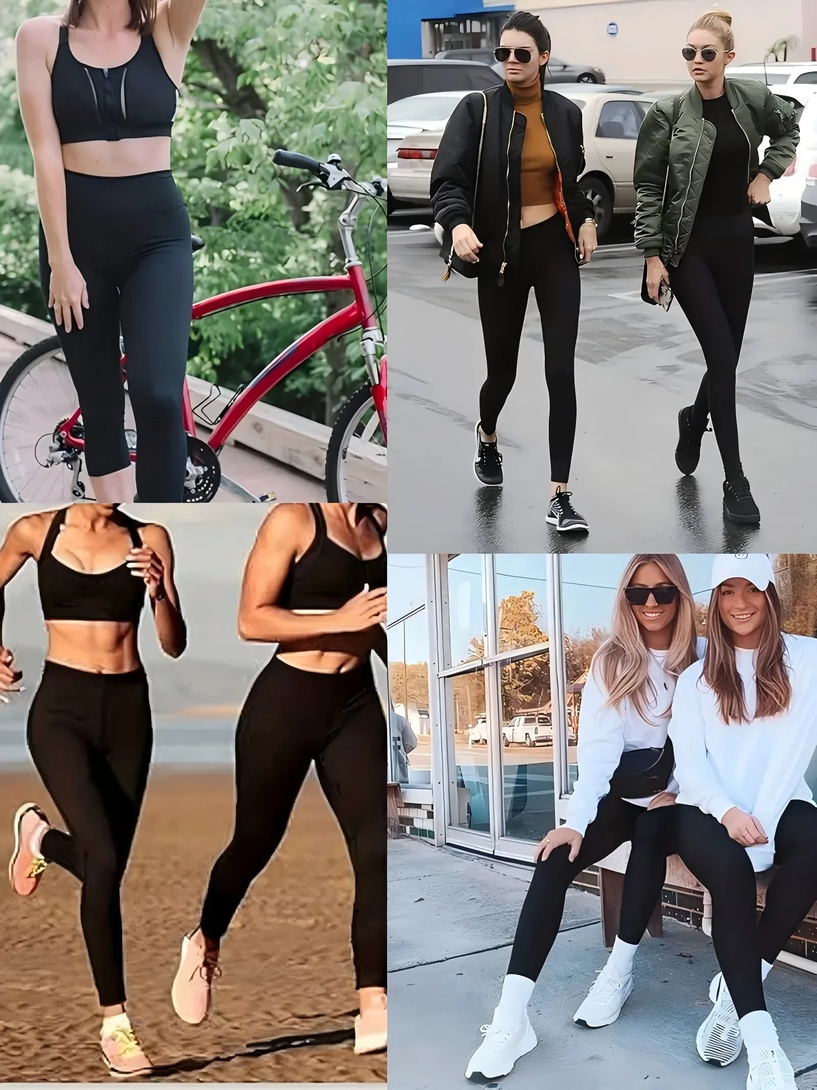 Women's Yoga Leggings Black Solid Tight Sports Cycling Pants