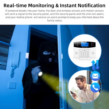 APP Remote Control Alarm Panel Switchable 9 Languages Wireless Home Security WIFI GSM GPRS Alarm System  RFID Card Arm Disarm 3