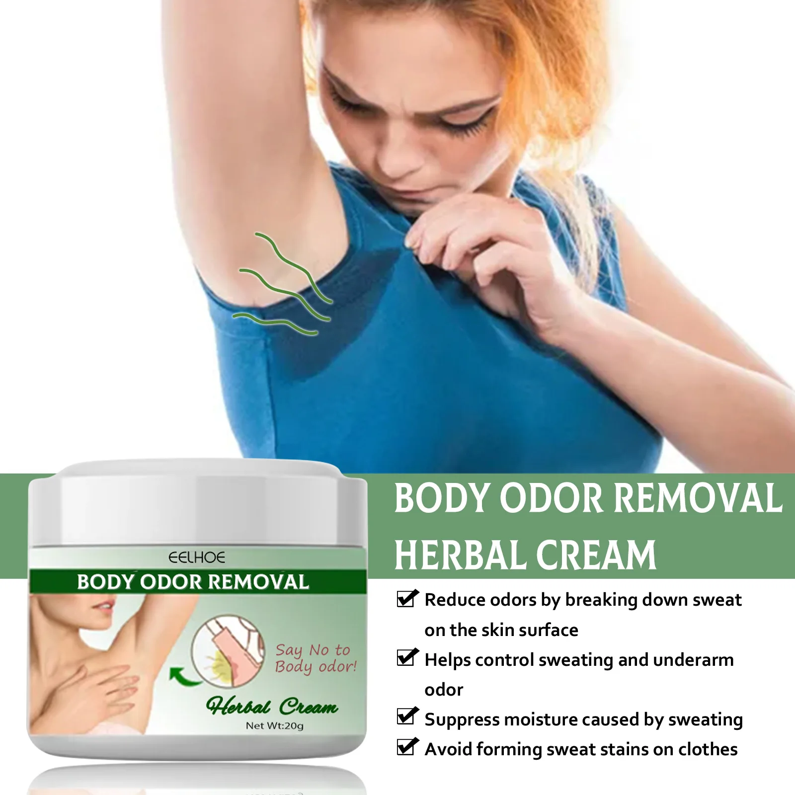 Armpits Deodorant Cream Remove Bad Smell Eliminate Body Odor Anti Sweaty Deep Refreshing Lasting Aroma Herbal Skin Care Product 5