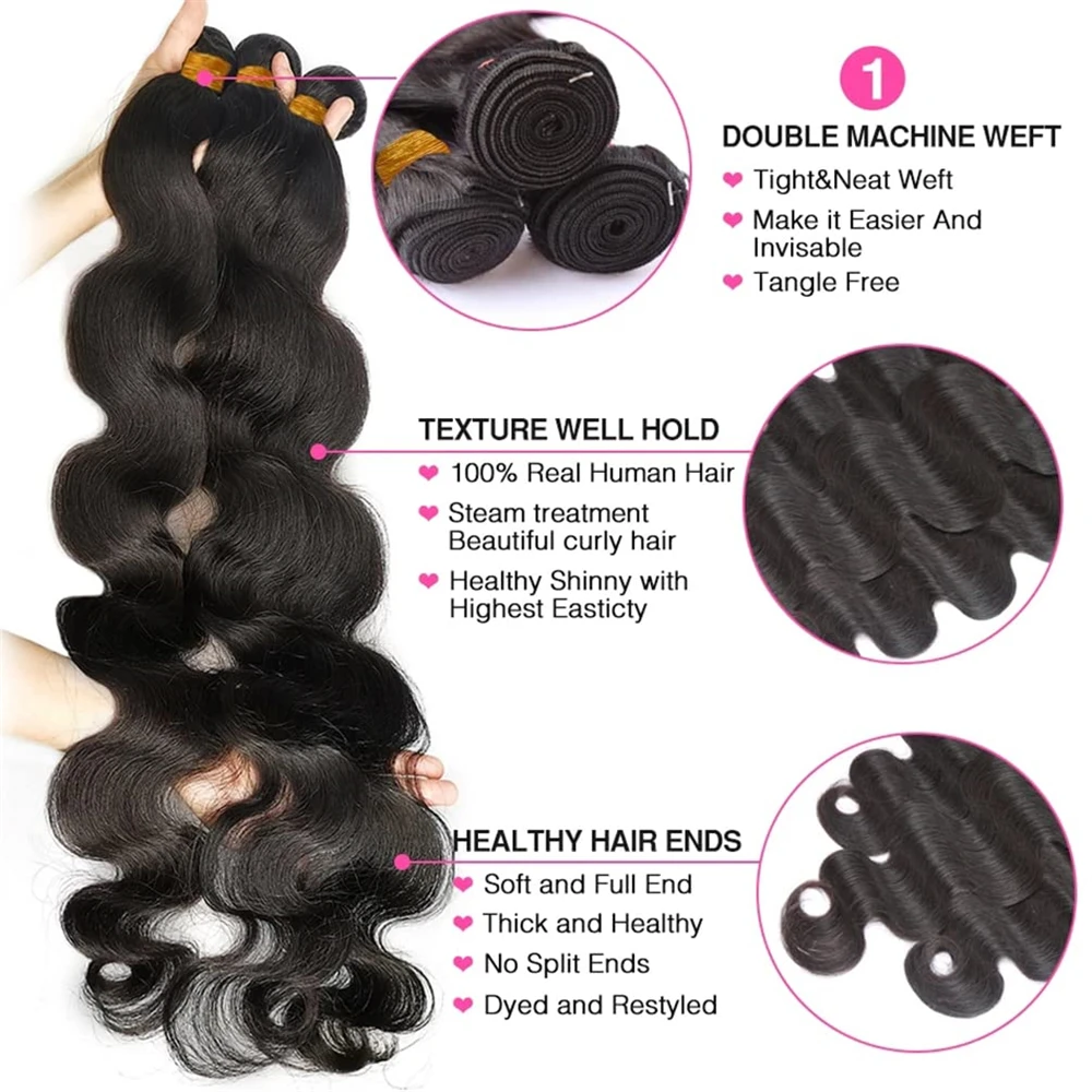 3/4 Remy Body Wave Human Hair Bundles With Frontal Brazilian Transparent Pre Plucked 13x4 Lace Frontal and Bundle 10A Grade Hair