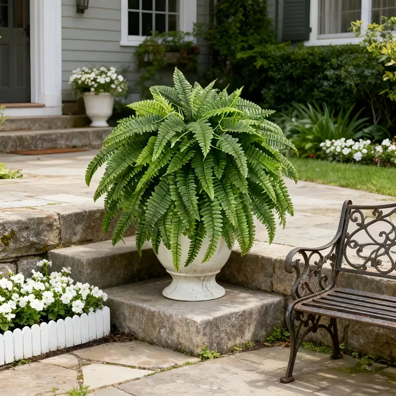 Elegant Boston fern decor; 2 pcs of high-end artificial plants, 38 lifelike leaves suitable for indoor and outdoor hanging decor 6