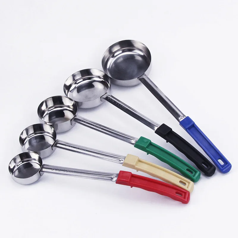 SHANGPEIXUAN Stainless Steel Pizza Sauce Spoon with Long Rubber Handle Anti-Hot Pizza Spread Ladle Measuring Spoon Tools