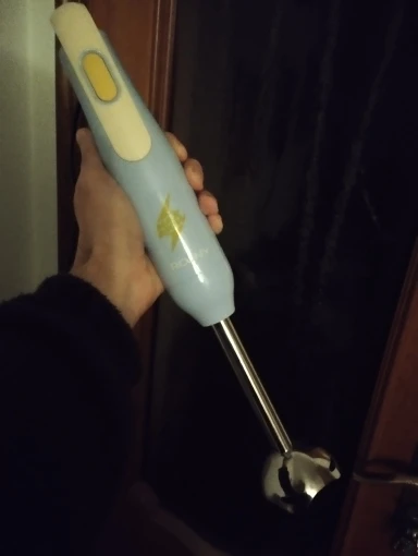 ROUNY Handheld Immersion Blender with Stainless Steel Blades for Kitchen Food Mixing, Light Blue Stick Blender, Classic Basic photo review