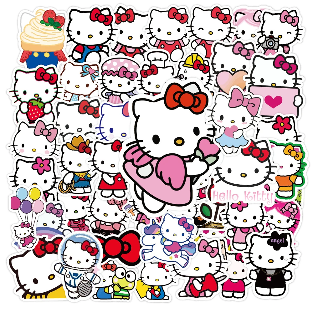 10/30/50PCS Cartoon Hello Kitty Stickers Skateboard DIY Bicycle Guitar