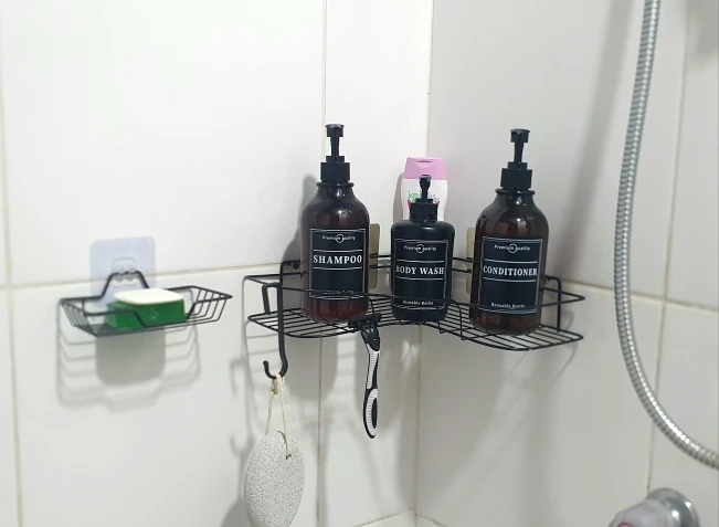 500ml Brown Soap Bottle Set with Black Label Sticker Shower Gel Household Shampoo Dispenser photo review