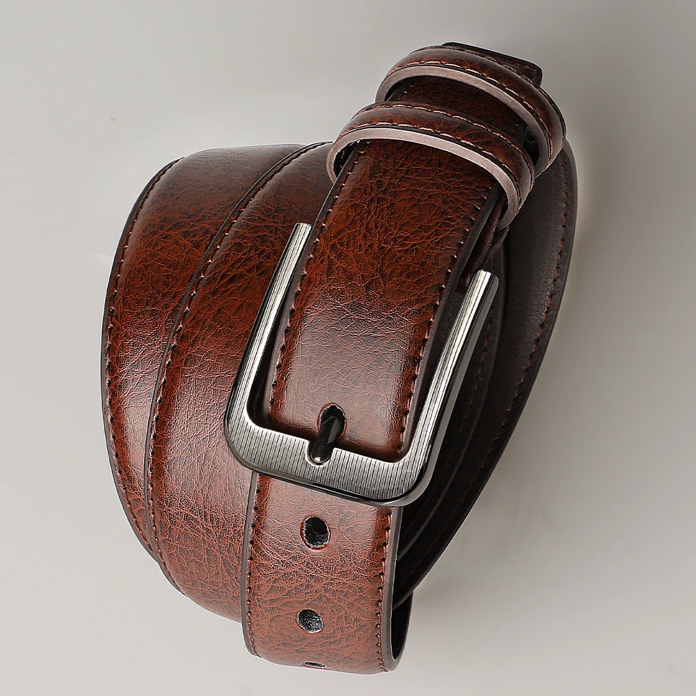 Fashion Business Men's Belt Genuine Luxury Brand Belt Metal Buckle Belt High-Quality PU Leather Belt With Cargo Pants Jeans Belt