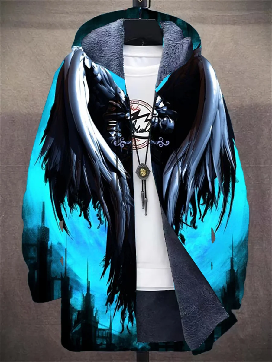 Men's jacket warm sports coat zipper shirt winter ski street casual 2023 new warm fashion retro graffiti outdoor trendy jacket