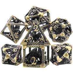 DND Dice Set Polyhedral Dice Set Hollow Imprisoned Dragon Dice D&D Game Dice(3D Bronze)
