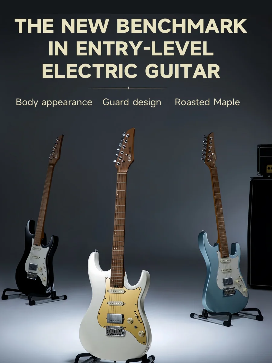 Donner 39 Inch Electric Guitar, DST-550 Solid Double-cut Poplar Body Electric Guitar for Intermediate & Pro Players, 7 Tone-swit