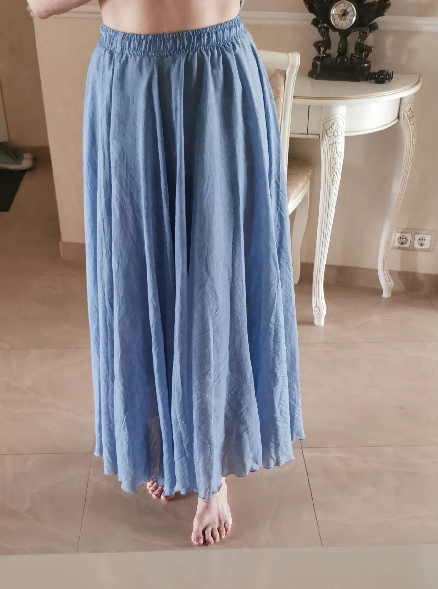 Luxurious A-Line Cotton Linen Maxi Skirt in 23 Colors photo review
