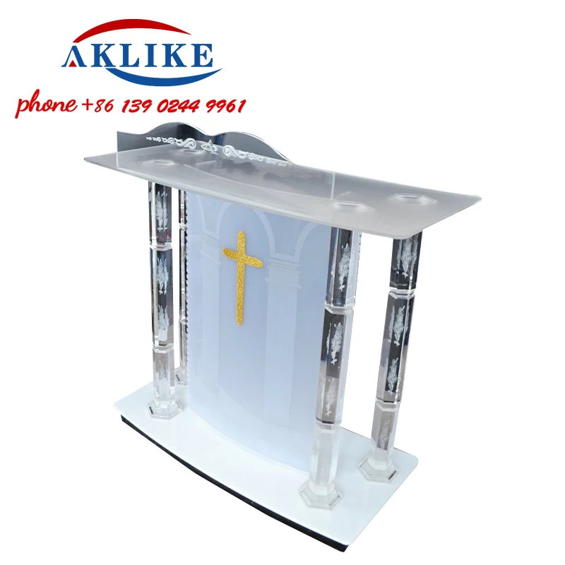 Church Pulpit New Blue Design Podium Crystal Lectern Acrylic Podium Pastor Other Commercial Furniture Lectern