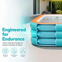 Grand ensemble de piscine gonflable, piscine rectangulaire en PVC à 3 couches pour utilisation en extérieur, jardin, été 2