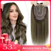 LaaVoo Hair Pieces Extensions Virgin Topper For Short Thining Hair Hand Made 6*7inch Real Brazilian Hair Mono And PU Base Hair 1