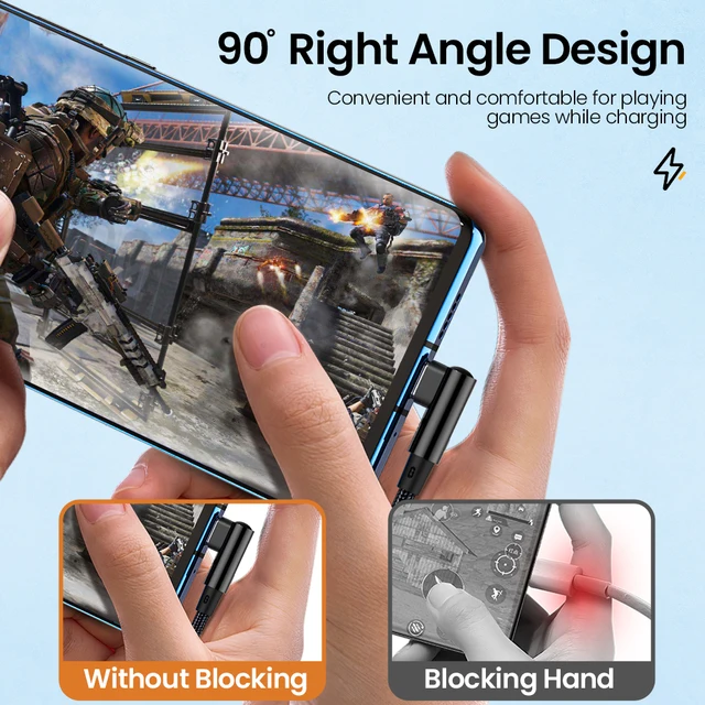 40W USB C 90 Degree Elbow USB Type C Charger Cord Cable for Huawei Xiaomi Mobile Phone Accessories 3A Fast Charging USB Cable 2M 2