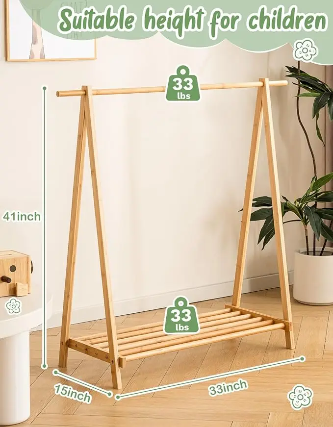 Perchero de ropa para niños con estante de almacenamiento, estante de disfraces para niños, perchero para colgar ropa, organizad 6