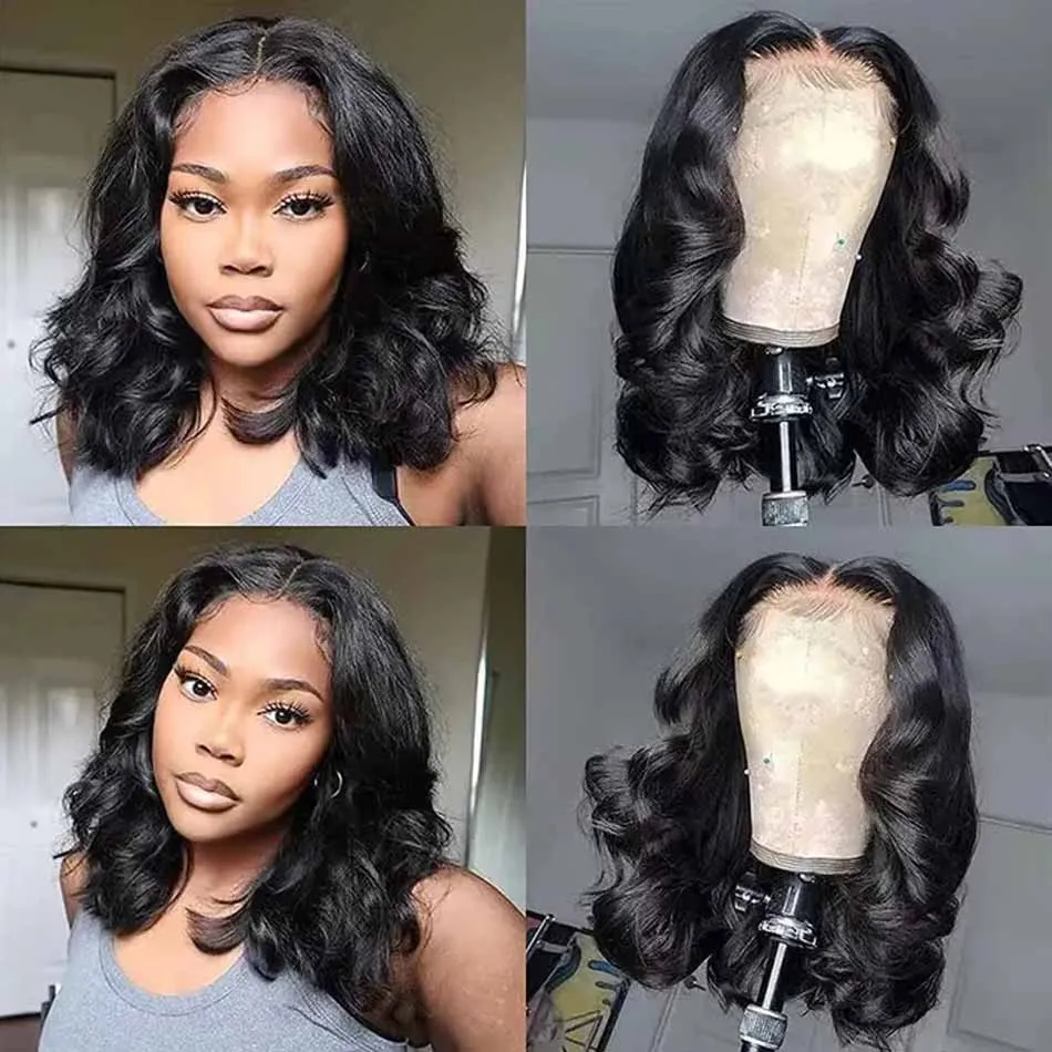 Short Bob Wigs Human Hair Loose Wave 13x4 Body Wave Lace Frontal Wig Vietnamese Virgin Human Hair Wigs For Women Preplucked 200% 2