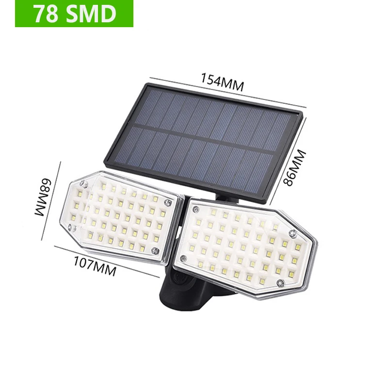 LED Solar Outdoor Light 2 Head Rotatable Motion Sensor 56/78 LED Lamp 3 Modes Lighting for Exterior Wall,Fence or Garden solar pathway lights Solar Lamps