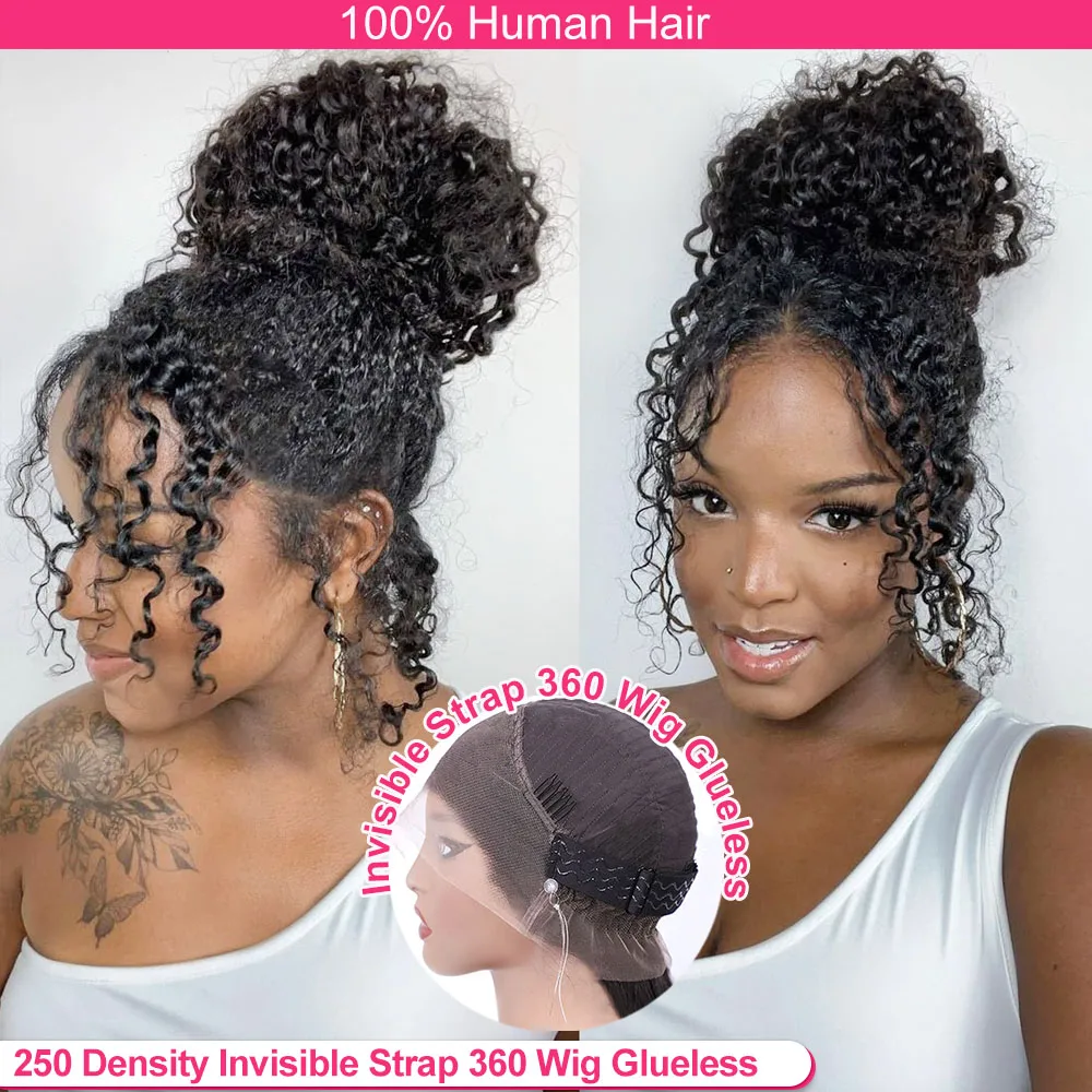 Invisi Strap 360 Full Hd Lace Front Human Hair Wig Hidden Strap 30 Inch Glueless Wig Deep Curly Wave Frontal with Drawstring lace front wig human hair wigs 360 lace wig