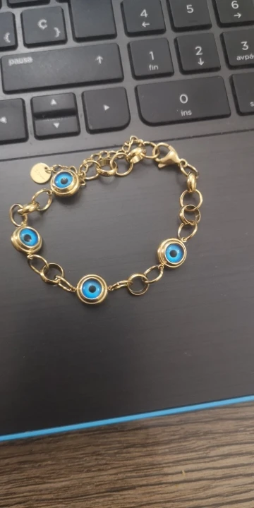 Gold Turkish Evil Eye Bracelet | Adjustable Chain Design