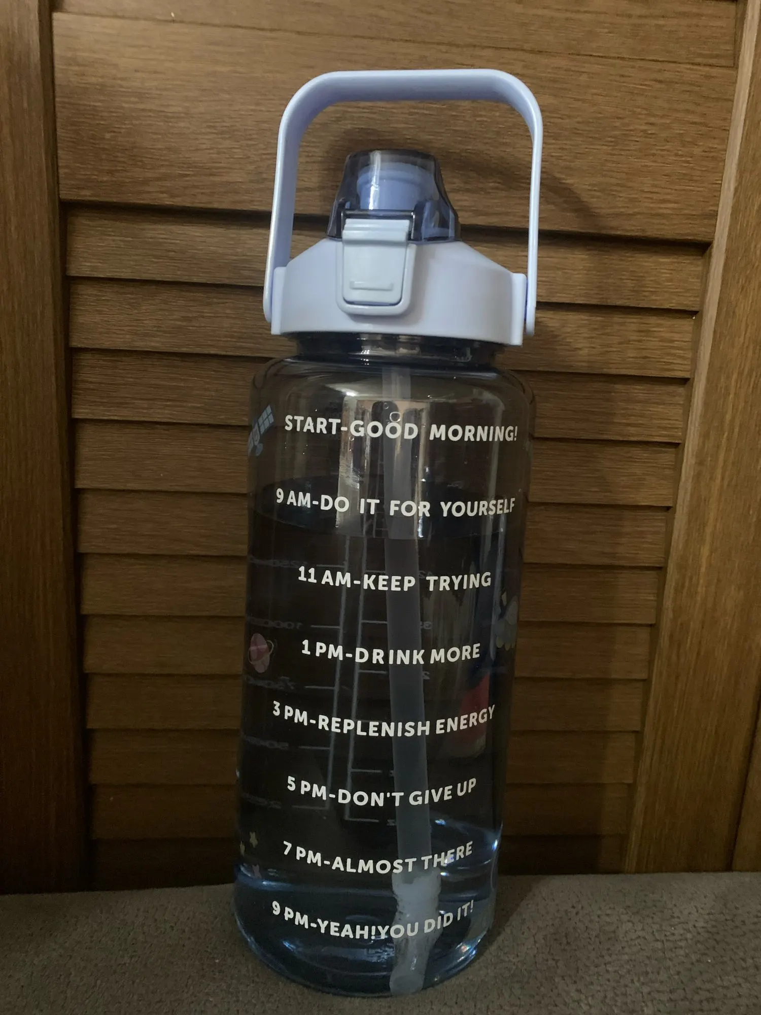 1pc Large Capacity Portable Water Bottle with Time Marker photo review