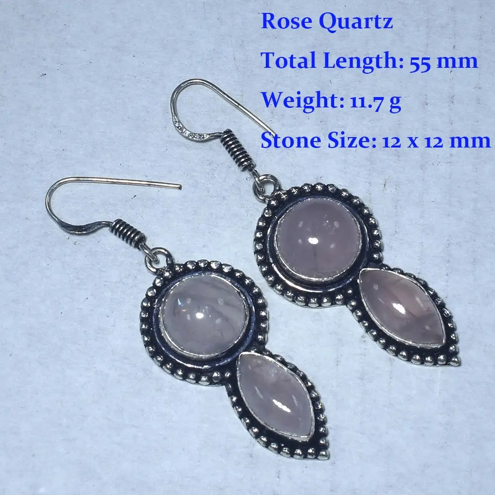 정품 월장석 시바 아이 마노 로즈 쿼츠 재스퍼 실버 오버레이, 구리 귀걸이 