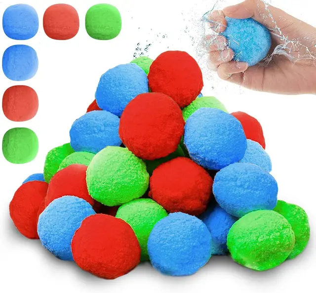 Set of 50 Water Bombs Splash Balls Reusable Splash, Trampoline Water Balloon for Children, Plush Balls, Water Bomb 1