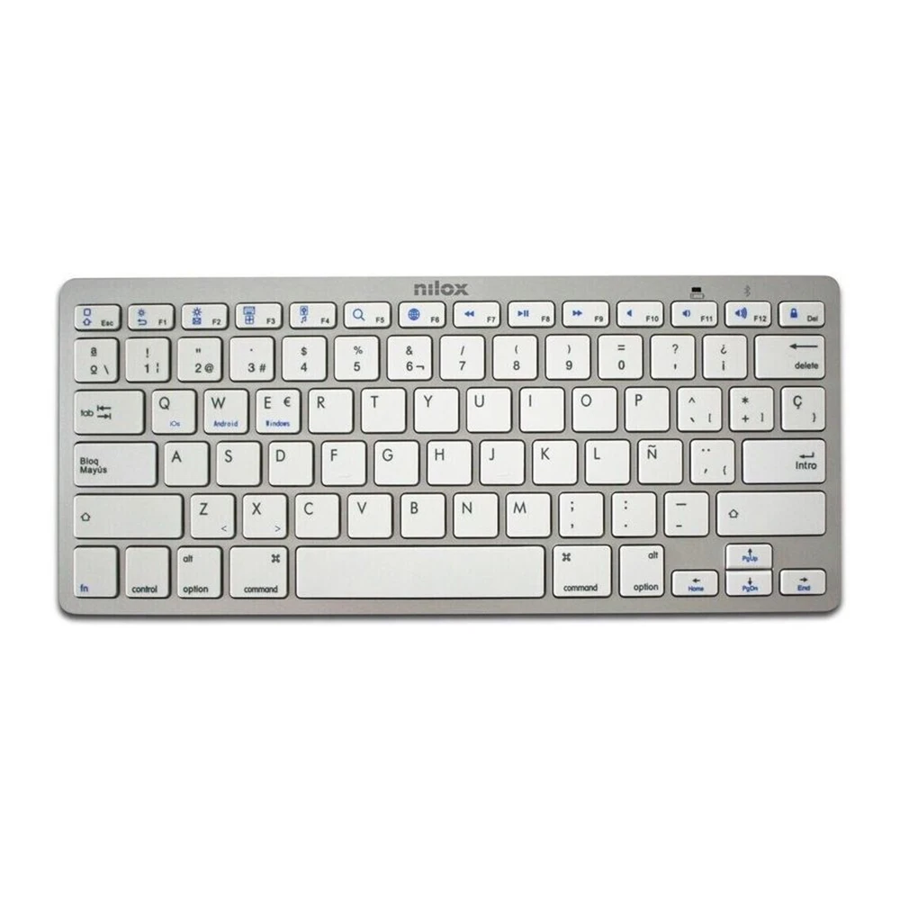 Eshow Nilox Muslimuniversal Bluetooth Keyboard Windows, Android, Ios, Color Argento