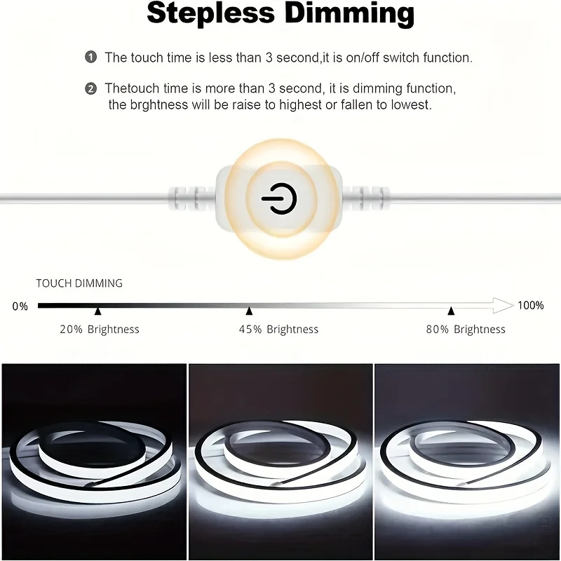 Touch Sensor Neon LED Strip Light Dimmable Waterproof Flexible LED Neon Sign Light Tape 5V USB Lighting Lamp For Room Decoration 2