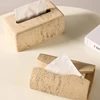Modern Cave Stone Tissue Box Holder Living Room Contemporary Light Luxury Table Creative Beige Tissue Paper Cover INS 2