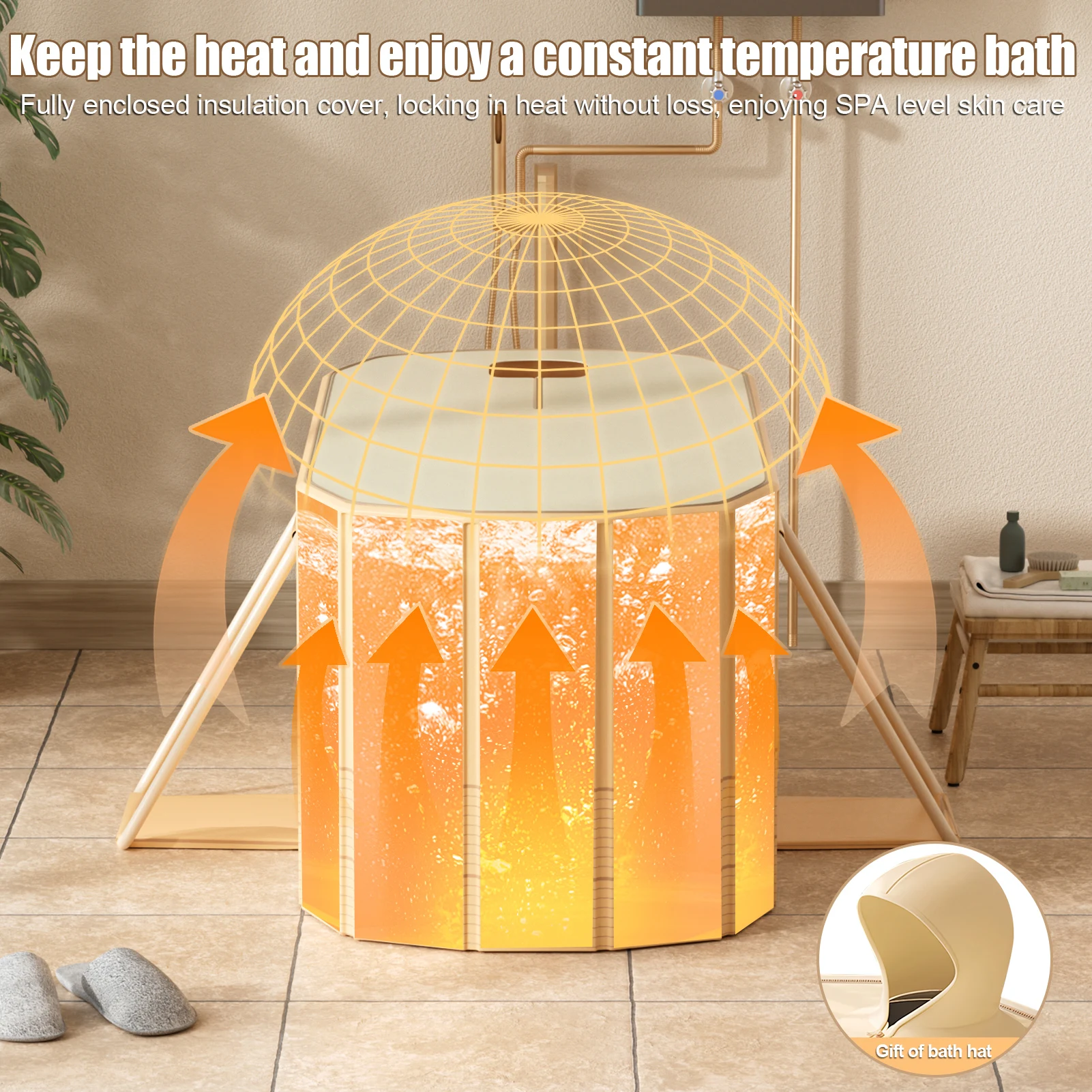 120CM Portable Folding Bathtub 5 Layers Thickened Bathroom Soaking Tub for Kids Adults Hot Ice Bath SPA Tub for Shower Stall