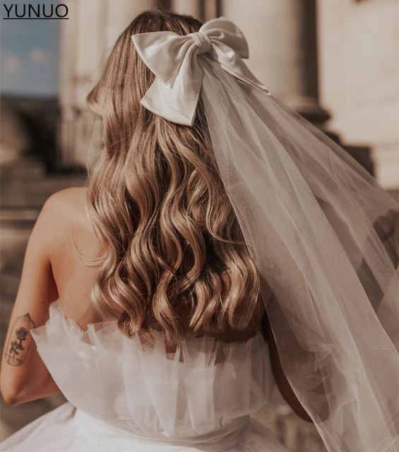 Aliexpress Elegant Long Pearl Beaded Wedding Veils Soft Tulle Bride Headpieces Bridal Accessories Velos de