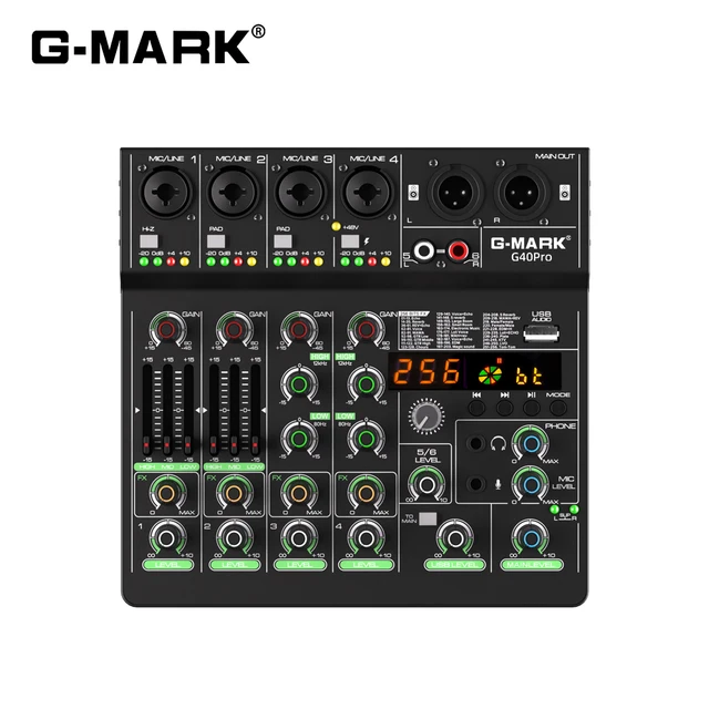 Audio Mixer G-MARK G40PRO 4-Channel Mixing Console With RCA Input And XLR Connectivity